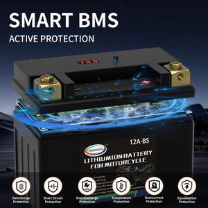 ATV 스쿠터용 리튬 이온 배터리 점프 스타터, BMS 전압 보호, 12A-BS, 12V LiFePO4 오토바이 450CCA, 8AH