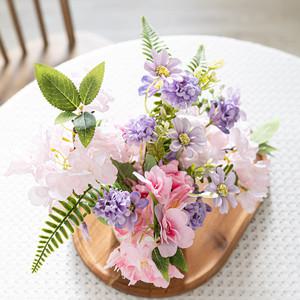 풍성한 라벤다 벚꽃 화분 28x29cm 인테리어 봄 조화 테이블 장식 소품