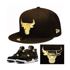 [관부가세포함] New Era 시카고 Bulls 스냅백 모자 매치 에어조던 4 레트로 로얄ty 블랙 골드