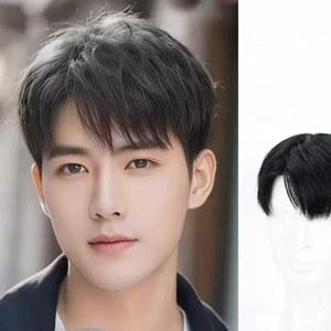 정수리 가발 남자 스타일 부착형 인모 가르마 패션
