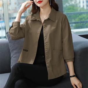 바람막이 봄 여름 경량 점퍼 잠바 자켓 재킷 여성 여자 레저 숏 코트 중년 어머니 아우터 긴팔 기질 루즈한