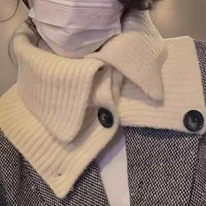 여자 와이드 버튼 투웨이 넥워머 머플러