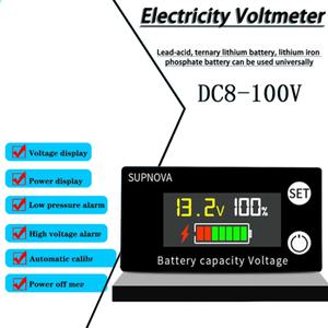 호환 6133A 배터리 용량 표시기 DC 8V-100V 납 산성 리튬 LiFePO4 자동차 바이크 오토바이 전압계 전압 게