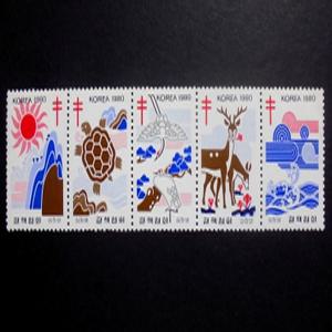 1980년 크리스마스 씰 우표(십장생) 5종 연쇄