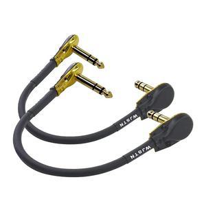 WJSTN 0.6cm(1/4인치) 직각 TRS 스테레오 듀얼 채널 기타 플랫 패치 케이블 로우 프로파일 팬케이크 디자인