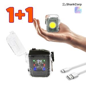 1+1 플라즈마 USB 전기라이터 LED 손전등 겸용 충전식 라이타 충전라이터