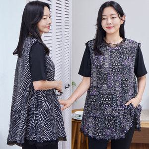 민소매 러블리 패치워크 롱 베스트/ 23SS72-3 / 엄마옷 / 할머니옷 / 빅사이즈 / 실버다이아몬드
