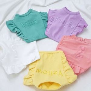 강아지 오색 크롭티 2XL 1P 애견 레이스 배꼽 티셔츠
