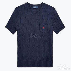 폴로 랄프로렌 25SS 포니로고 자수 코튼 케이블 반팔 니트 211895379010