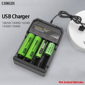 18650 휴대용 배터리 충전기 3.7V 리튬 이온 충전식 18490 16340 14500/10440 USB 4 슬롯