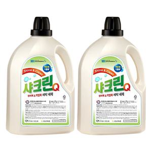 대용량 1개+1개 샤크린Q4L 수건 알칼리 세탁세제 액체 기름때 찌든때 얼룩 빨래 땀 냄새 제거 고농축