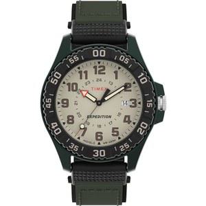 타이멕스 timex 남성 익스페디션 아카디아 42mm 시계 - 그린 스트랩 내추럴 다이얼 그린 케이스