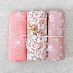 Elinfant 3PCS 100% 코튼 모슬린 Swaddle 담요 유모차 커버 간호 커버 여름용 잠자는 이불