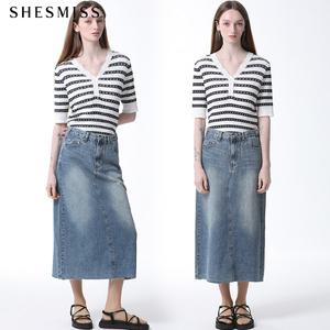 [쉬즈미스(SHESMISS)] 백 밴딩 데님 스커트 (택가격: 138000원)
