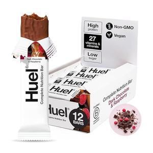 Huel Complete Nutrition 비건 단백질 바 | 다크 초콜릿 라즈베리 | 단백질 13g | 비타민 및 미네랄 27개,