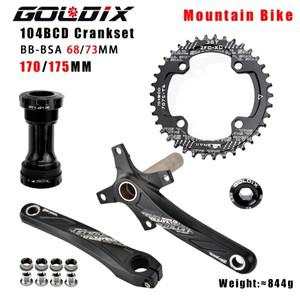 GOLDIX 자전거 크랭크셋, 넓고 좁은 톱니, 32, 34, 36, 38, 40, 42T, 104BCD 체인링, 170mm, 175mm 길이 단