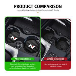 현대 N 라인 i20 i30 Sonata Tucson Azera Elantra Veloster 용 2pcs 자동차 안티 슬립 패드 코스터 워터