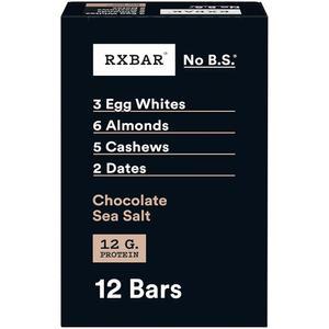 RXBAR 단백질 바, 단백질 스낵, 스낵 바, 초콜릿 바다 소금, 623.7g(22온스) 박스 (바 12개)