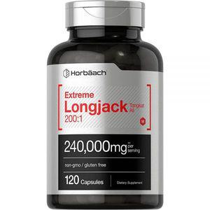 Horbaach - Longjack Tongkat Ali | 240,000mg (200:1 강력한 추출물) | 120 캡슐 | 익스트림 남성 기능성