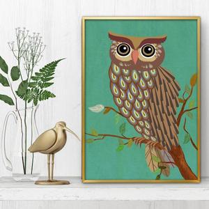 부엉이그림 모던액자 A3 2OWL3 풍수그림 돈들어오는