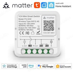 투야 스마트봇Matter WiFi 스마트 스위치 16A 홈 조명 릴레이 모듈 음성 제어 Alexa Google Homekit Smartt