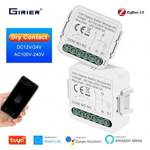 투야 스마트봇GIRIER 스마트 ZigBee 스위치 모듈 건식 접촉 5A Tuya DIY 차단기 릴레이 DC 1224V AC 100-24