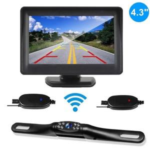 무선 자동차 후방 뷰 키트 LCD 모니터, HD 후진 백업 카메라, 170 도 주차 보조 시스템, 4.3 인치