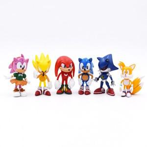6pcs 세트 미니 귀여운 소닉 PVC 캐릭터 장난감 고슴도치 그림자 꼬리 모델 인형   생일  5-6cm