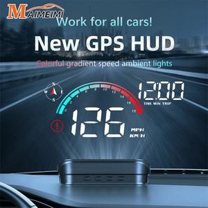 새로운 M22 자동차 GPS 헤드 업 디스플레이 속도 RPM KMH MPH HUD 프로젝터 스크린 대시 보드 (주행 거리계