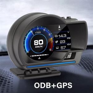 범용 OBD2 및 GPS 이중 시스템 계량기 속도계 디스플레이, 다기능 게이지, 수온 터보 자동차 액세서리, HUD