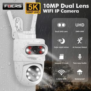 FUERS 5K 10MP 듀얼 렌즈 IP 카메라 Tuya 스마트 홈 보안 자동 추적 무선 알람 WIFI CCTV 감시 야외 카메라