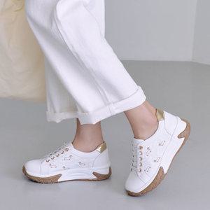 에스유니 소가죽 발편한 밴드스트링 데일리 여성 통굽 키높이 캐주얼 스니커즈 운동화 5cm