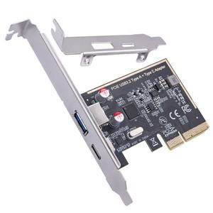 PCIE-유형 C USB 3.2 GEN2 10G 확장 카드 Express X4-2포트 변환 라이저 ASM1142 데스크탑용 칩