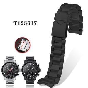 Tissot 1853 스피드 데어링 블랙 워리어 T125617 시리즈용 솔리드 커브 스틸 시계 밴드 체인 퀵릴리즈 팔찌