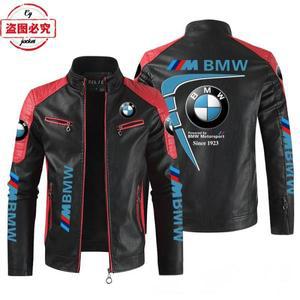 스즈키 바람막이 BMW 오토바이 로고 프린트 가죽 자켓 PU 사계절 모터스포츠 팀 남성용 사이클링웨어