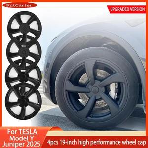 12인치 휠캡 테슬라 모델 Y 주니퍼 2025 4PCS Hubcaps 19 인치 스톰 스타일 휠 커버 성능 교체 전체 림 액