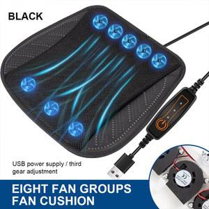 통풍시트 차량용 쿨링방석 USB 팬이 부는 시원한 여름 환기 쿠션 카시트 쿨링 패드 자동차 인테리어 액세서리가있는 아이스 실크 시트