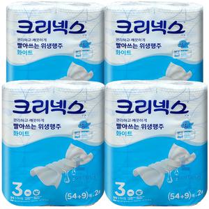 크리넥스 빨아쓰는 위생행주 화이트 63매 (54+9) 2롤x4팩 (8롤)