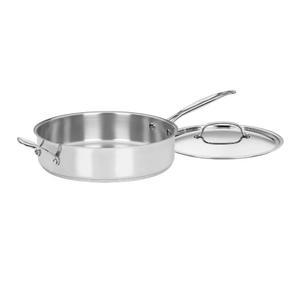 Cuisinart 73330H 셰프 클래식 스테인리스 6.3L51/2 쿼트 보조 핸드잡이 커버가 포함된 소테 팬 실버.