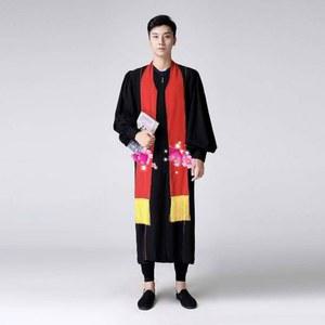 목사가운 기독교용품 블랙 안수 목회자 기독교 1 블랙/레드 성당 예배 성적자 여름용 용품