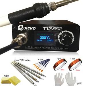 QUICKO T12-952 OLED 디지털 납땜 인두 스테이션 전자 용접  가열 DC 휴대용