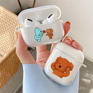 AirPods 4 2024 용 케이스 Apple Pro 1 2 3 4th Gen 투명 Transparet Teddy Dog 소프트 TPU 이어폰 커버