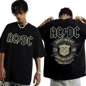 2025  AC/DC 밴드 반소매 티셔츠 헤비 메탈 록 유럽과 미국 남성과 여성 코튼 반팔