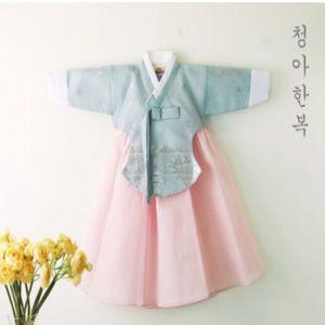 [보리보리/청아한복]은설 민트 은박당의 핑크치마
