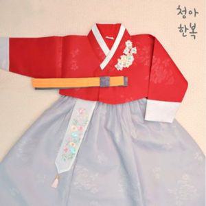 [보리보리/청아한복]비단 홍 저고리 비둘기치마