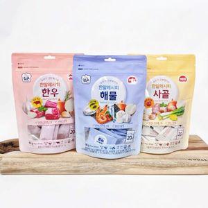 해표 한알레시피 해물 + 사골 + 한우 3종세트 동전육수 고체육수