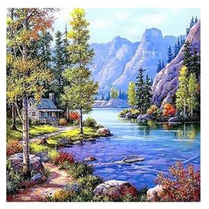 호수풍경 피포페인팅 유화그리기세트 40x50cm DIY풍경화그리기