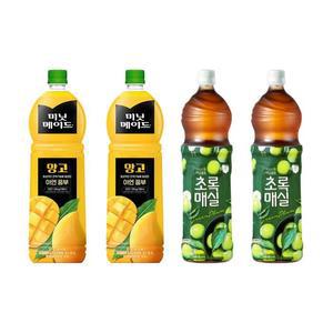 한번에먹자 과즙음료 2종 혼합세트 / 미닛메이드 망고 1.5L 2개 + 웅진 초록매실 1.5L