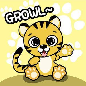 [RGKO1Q70]으르렁 아기 호랑이 캔버스 보석십자수 25x25