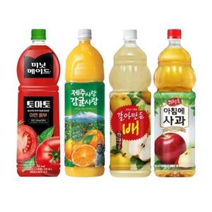 [한번에먹자] 1.5L 음료 혼합 / 갈아만든배 1+아침에사과 1+롯데 제주사랑 감귤사랑 1+미닛메이드 토마토